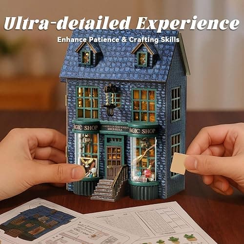Flever Dollhouse Miniature DIY House Kit Creative Room with Furniture for Romantic Valentine's Gift (Magic Store) thumbnail 5