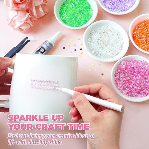 50000Pcs 40 Colors 3mm Multicolor Jelly Rhinestones for Bedazzling | Resin Flatback Gems for Diamond Art, Bedazzler Kit with 3Pcs B7000 Jewelry Glue for Bedazzled DIY Crafting Shoes Nail Book thumbnail 4
