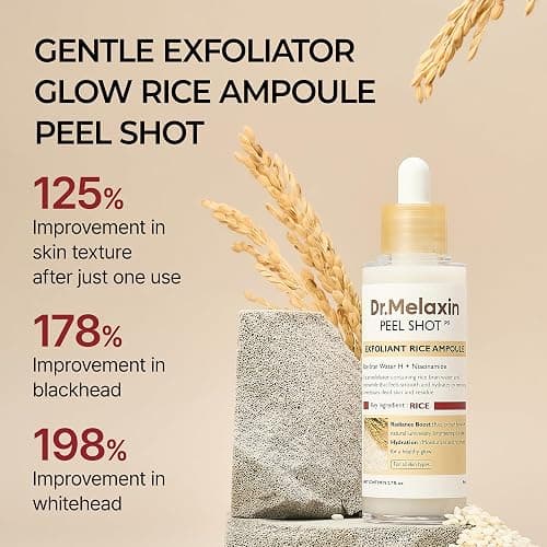 Dr.Melaxin Peel Shot Glow White Rice Peeling Ampoule 80ml, Dead Skin Gentle Exfoliating Ampoule with Rice Water Extract, AHA BHA, Niacinamide, Daily Skin Texture Care, All Skin Types, Korean Skincare thumbnail 2
