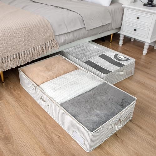 StorageWorks Large Under Bed Storage Containers with Handles and Label Holder, 2 Pack Ultra-thick Fabric Underbed Bins, Closet Organizer for Clothes, Blankets, Sweater thumbnail 9