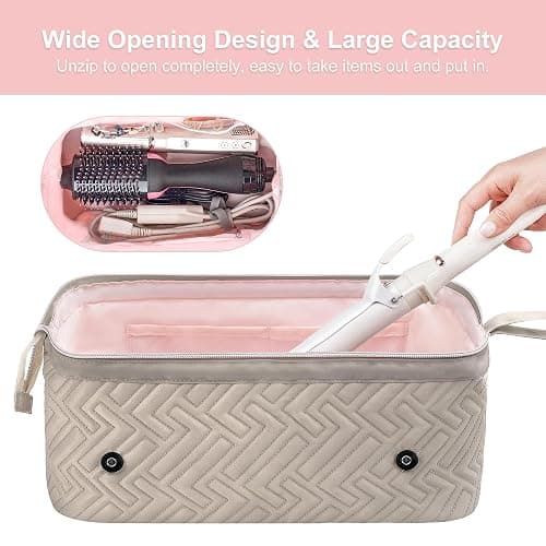 Leudes Hair Tools Travel Bag for Women Heat Resistant Mat for Travel Essentials Hot Tools Straighteners,Flat Irons,Curling Iron,Hot Air Brushes and Hair Dryer Organizer Bags 2 in 1 (Camel) thumbnail 5