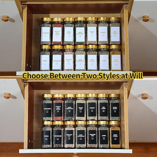 JARXSUN Glass Spice Jars with Label, 24Pcs Spice Jars with Shaker Lids-4 oz Gold Spice Seasoning Jars Bottles Containers Set for Spice Rack (24) thumbnail 6