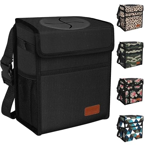 Femuar Leak Proof Car Trash Can with Lid - Waterproof Automotive Garbage Bin for SUVs, Collapsible and Portable Car Trash Bag, Black - Image 1