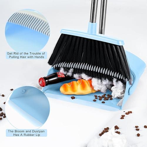 BSKLIN Broom and Dustpan Set, House Broom for Sweeping Indoor Collapsible Broom with Dust Pan Combo Set for Home Office Kitchen Lobby Floor Pet Hair thumbnail 6