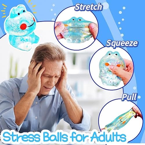 1Pcs Frog Squishy Stress Balls for Kids Adults Stretchy Fidget Ball for Anxiety Stress Relief Hand Therapy Sensory Squishy Ball Squeeze Fidgets for Party Favors Classroom Prizes (Blue) thumbnail 4