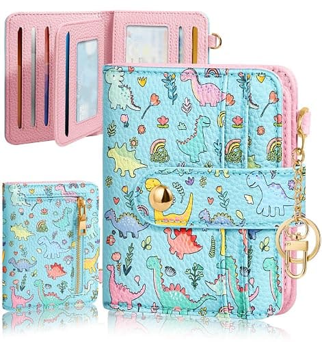 Bistup Wallet for Women Cute Small Card Wallet Genuine Leather Rfid with Keychain for Ladies Teen Girls Female Girly Aesthetic Little Animal Unique Kawaii Pretty Modern Bifold Credit Card Holder - Image 1