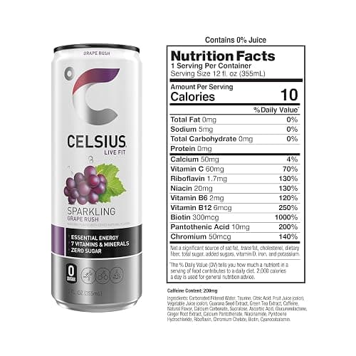 CELSIUS Sparkling Grape Rush, Functional Essential Energy Drink 12 Fl Oz (Pack of 12) thumbnail 3