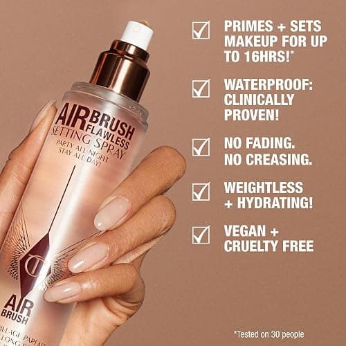 Charlotte Tilbury Airbrush Flawless Setting Spray - Ultra-Fine Hydrating Mist to Prime & Set Face Makeup For Up to 16Hr - Soothes, Blurs Pores & Calms Skin thumbnail 4