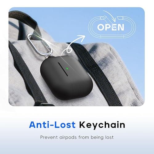 RFUNGUANGO Custodia compatibile con AirPods Pro di seconda generazione (2023/2022/2019), Custodia protettiva in morbido silicone per AirPods Pro con kit di pulizia e gommini auricolari, Nero thumbnail 6