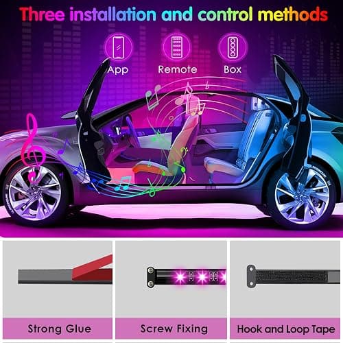 Interior Car Lights Keepsmile Car Accessories APP Control with Remote Music Sync Color Change RGB Under Dash Lighting with Charger 12V LED Lights Running Board Lights thumbnail 5