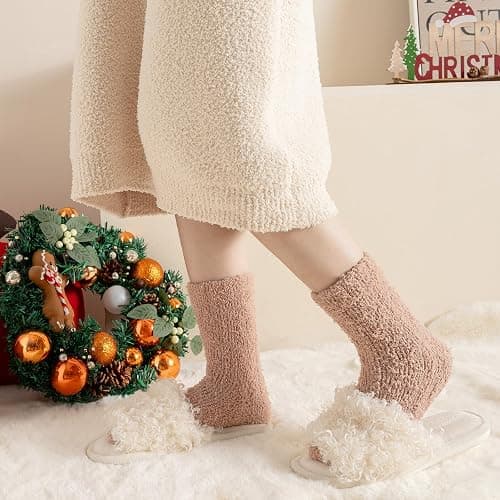 Premillow Fuzzy Socks for Women, Womens Winter Fluffy Socks 5 Pairs Ultra Soft Warm Fabric Sleeping Slipper Sock for Women thumbnail 2