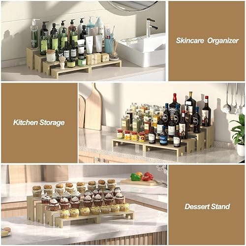 2 Set Wooden Tiered Risers Display Stands for Vendor Events,Stackable Wood Cupcake Display Stand,Farmhouse Decor Wood Dessert Table Display Set,Vendor Booth Display Items,Food Display Risers for Party thumbnail 7