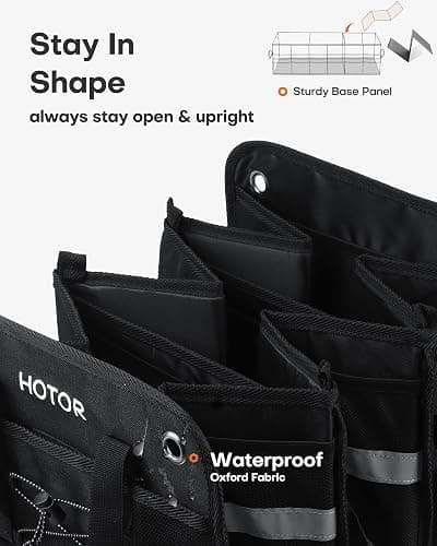 HOTOR Trunk Organizer for SUV – Car Storage Box with Reflective Strips, Collapsible Car Organizer with Large Capacity, Essential Car Accessories for Truck, Van & Sedan, Black, 33.1" x 13.0" x 12.0" thumbnail 2