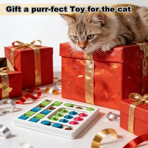 Cat Puzzle Feeder ，Cat Puzzle Toy ，Interactive Slow Feeder Kitten Toys ，Maze Hidden Food Pet Feeder，Toys for Bored Indoor Adult Cats thumbnail 7
