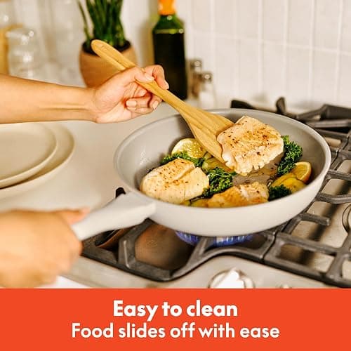 bella 7 Piece Cookware Set with EverGood™ Ceramic Nonstick Coating​, Dishwasher Safe Oven Safe, All Stovetops Compatible, Glass Lids with Silicone Rims, Cool Touch Handles, Oatmilk thumbnail 7