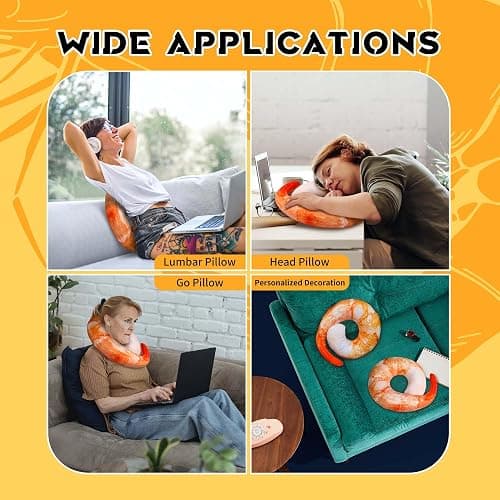Goetland Large Shrimp Neck Pillow U Shaped Realistic Simulation Travel Throw Cushion Plush Toy thumbnail 8