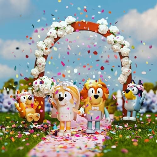Bluey Figure 4-Pack Wedding Time, Re-Enact Uncle Rad and Frisky's Wedding Day and Bingo Flower Girl Figures thumbnail 2