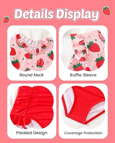 Mioglrie Toddler Girls Swimsuit Little Girls Long Sleeve Two Piece Ruffle Rash Guard Bathing Suit Kid Swimwear 2-6 Years thumbnail 4