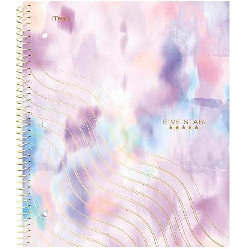 Five Star Spiral Notebook + Study App, 1 Subject, Wide Ruled, 8" x 10-1/2", 80 Sheets, Fights Ink Bleed, Water Resistant Cover, Pastel Tie Dye (930210F-ECM) thumbnail 9