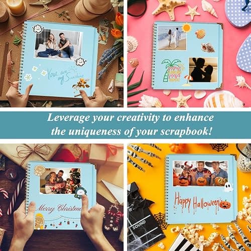 Joyberg Scrapbook 80 Pages, Scrapbooking Supplies 8 x 8 In, Scrapbook Album Suitable for Album Memory Book Wedding, Anniversary Family, DIY Craft Projects (Blue) thumbnail 6