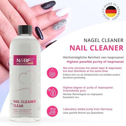 NAILS FACTORY | N&BF Nagel Cleaner Set 1000ml | Dispenser Pumpflasche | 1000 Zelletten Cellulose Pads (2 Rollen à 500 Stück) | 70% Isopropanol-Alkohol isopropylalkohol 1L | für Gelnägel | (Blau 150) thumbnail 7