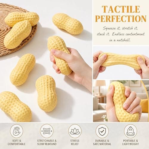 2 Pcs Peanut Squishy Fidget Toys,Squeezy Squishy Peanut for Adults Kids,Cute Sensory Stretchy Squeeze Toys Anxiety Relief Focus Stress Relief Ball Squishy Toys for Office Home Work Study Relaxation thumbnail 2
