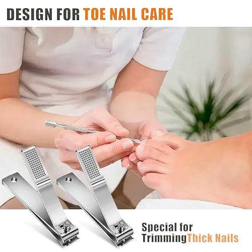 AVERZELLA 5-Pack Large Toenail Clippers Straight Edge, 3.15 inch Long Handled Non-Slip Toenail Clippers for Seniors Adults, Stainless Steel Big Toe Nail Clippers Bulk Set for Men Women (Silver) thumbnail 2