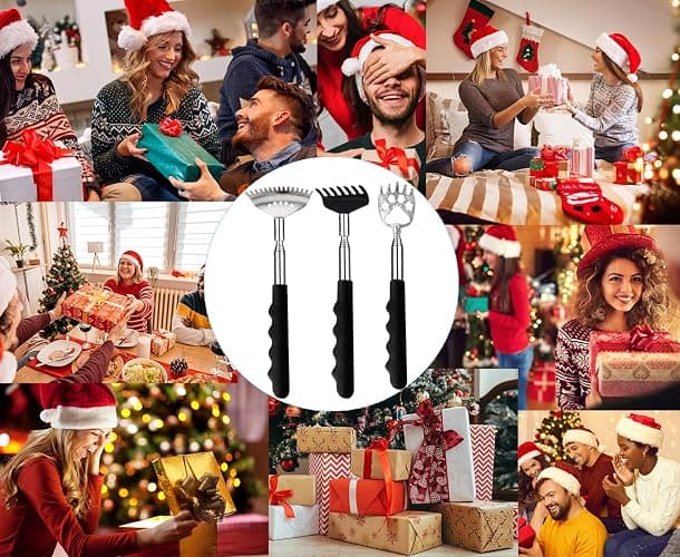 Yeipis 3 Pack Different Back Scratcher Metal Portable Telescoping with Rubber Handles, Extendable Back Massager Tool with Beautiful Box, Stocking Stuffers for Men Women Christmas Presents(Black) thumbnail 7