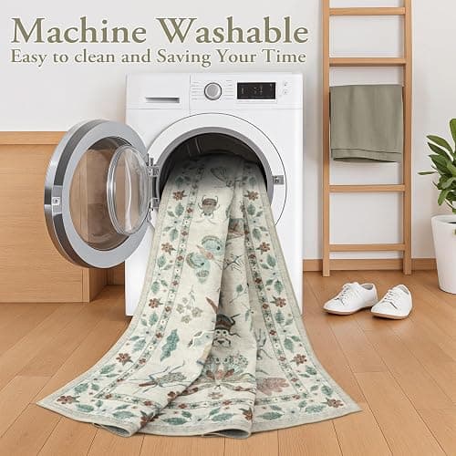 Lahome Insect Print Washable Area Rugs 5x7, Soft Rugs for Living Room Ultra-Thin Non-Shedding Modern Bedroom Rug, Stain Resistant Throw Rug Large Carpet for Dining Room Kids Nursery(5'x7',Beige) thumbnail 3