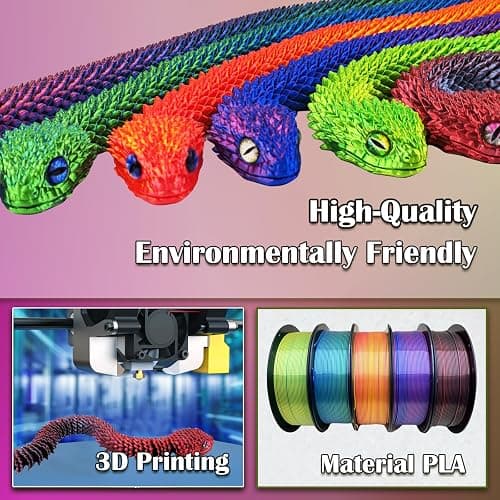 3D Printed Snake Animal Fidget Toys, 30 Inch Mystery Fake Anaconda, Realistic Sensory Gadget for Anxiety Relief, 3-D Print Articulated Snakes Collectible for Home Office Decor Executive Desk Toy thumbnail 4