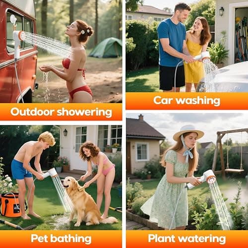 Portable Camping Shower, Shower Head with LED Light, Camping Shower Pump with Carbon Purification, Foldable Bucket, Summer Beach, Outdoor Camp Showering for Hiking, Pet Bath, RV Car Wash, Water Plant thumbnail 7