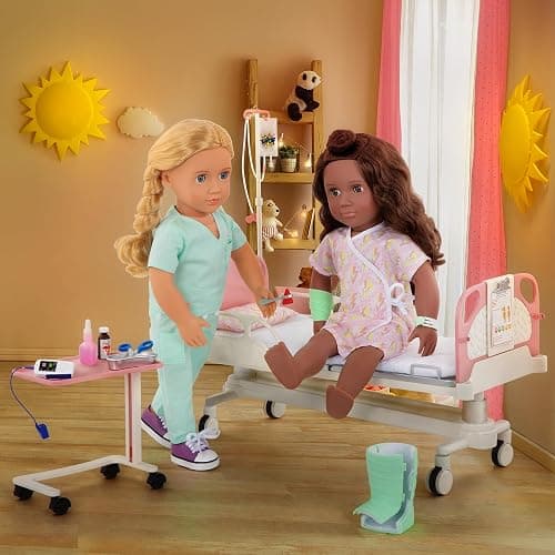 Our Generation - Get Well Bed - Doll Hospital Bed - Doctor Set - Hospital Gown, Stethoscope, Medical Kit - 18-Inch Doll Accessories - Toy for Kids 3 Years + thumbnail 8