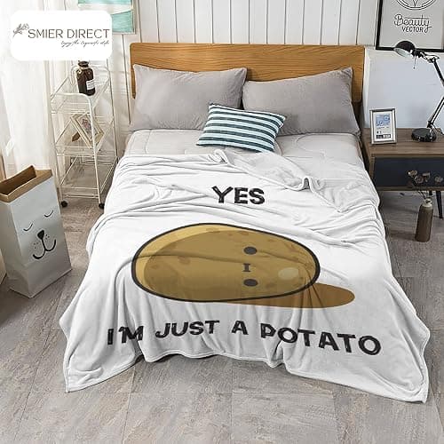 Smier Direct Cute Potato Soft Comfy Flannel Blanket Fluffy Queen Plush Throw Twin Cozy Outdoor Picnic Living Room Travel Couch 50x40in for Children thumbnail 6