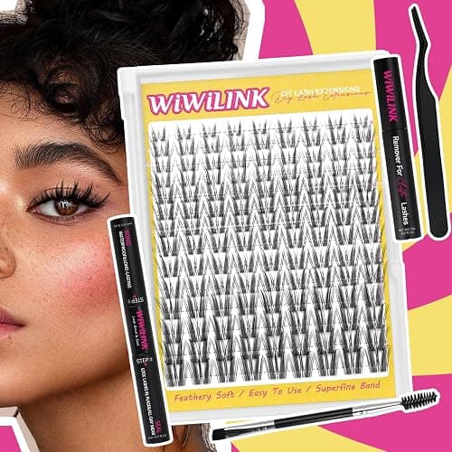 WiWiLINK Wispy Lash Clusters Manga DIY Lash Extension Kit and D Curl Eyelash Clusters 8-18mm with Bond, Seal, and Remover Natural Lashes Clusters- Invisible Band Lashes Spikes Eyelashes, Freya-kit thumbnail 8