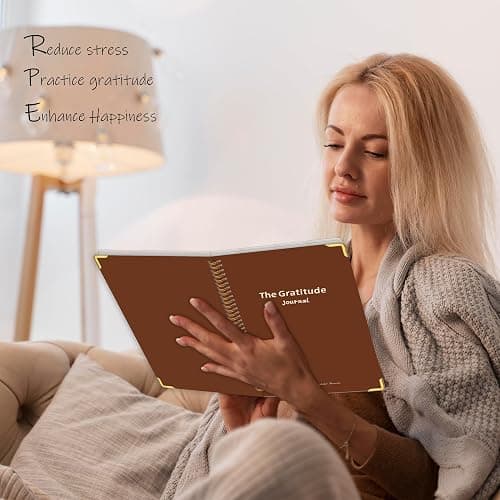 Gratitude Journal Cardboard Cover,Vivid Colorful Layout Design for Women,Men,Teens, 5 Miunte Daily Gratitude Journal with Prompts for More Happiness, Mindfulness & Reflection,Spiral Bindding (Brown) thumbnail 2