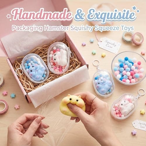 Squishy Hamster Squeeze Toys, Cute Squishy Hamster Fidget Toy, Soft Silicone Animal Squishies, Sensory Anxiety Plushie, Stress Relief Squishies for Adults Kids（Yellow） thumbnail 5