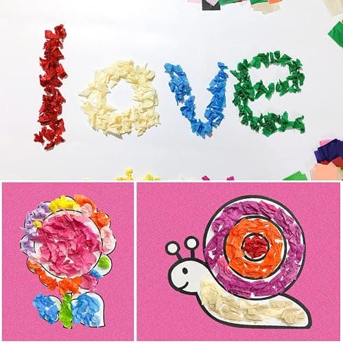 Tissue Paper Squares – 1x 1 inch for Arts and Crafts - 3000 Pcs in 30 Assorted Colors, JroyJoy Rainbow Tissue Mosaic Squares for Arts Craft DIY Scrapbooking Scrunch Art Classroom Activities thumbnail 6