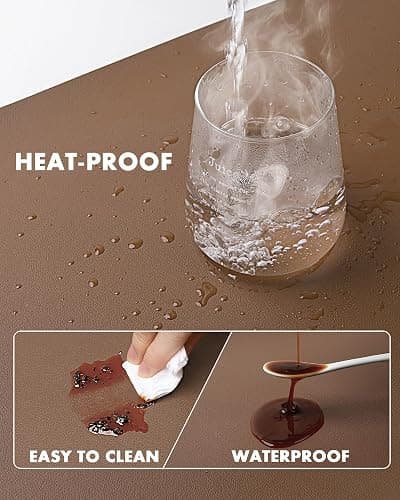 YSAGi Double-Sided Desk Pad, 35.4"x17"Leather Desk Mat, Eco Cork Desk Pad Protector,Large Mouse Pad,Waterproof Desk Blotter for Office/Home(Coffee) thumbnail 5