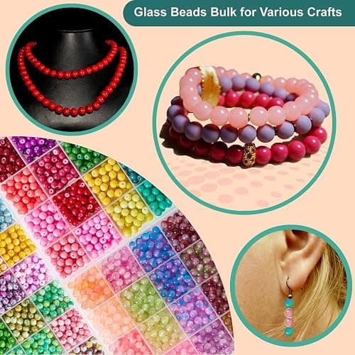 ASIMASIKE 6MM Glass Beads Kit for Jewelry Making - 3 Box Set 72 Colors, 3000pcs Round Colorful Beads for DIY, Beads for Bracelets, Gifts for Teen Girls thumbnail 5