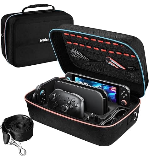ivoler Carrying Storage All in One Case for Nintendo Switch 2 (2025),Portable Travel All Protective Hard Messenger Bag Soft Lining 20 Games for Switch 2 Console Pro Controller Accessories Black - Image 1