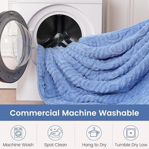 Sherpa Fleece Adult Weighted Blanket Great for Sleep, 15 lbs Dual Sided Soft Fuzzy Heavy Blankets for Couch Bed Sofa, Cozy Warm Fluffy Arched Jacquard Throw for Winter (Blue, 60" x 80", 15 Pounds) thumbnail 7