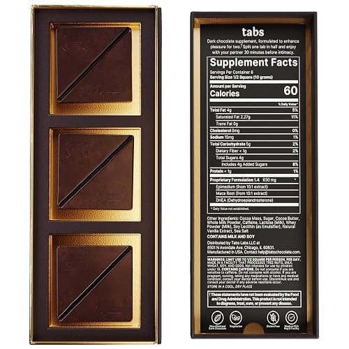 Tabs Chocolate Squares for Couples (1 Box) - Dark Chocolate Bar to Improve Mood - Vegetarian, Gluten-Free for Men & Women thumbnail 2