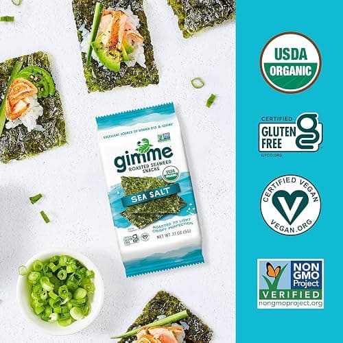 Gimme 6 CT Sea Salt Organic Roasted Seaweed Snacks, 5g, 0.17oz | Keto, Vegan, Gluten Free, Great Source of Iodine & Omega 3’s, Healthy On-The-Go Snack for Kids Adults thumbnail 6