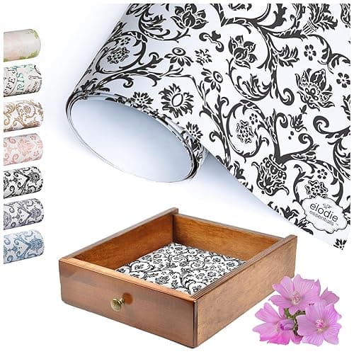Elodie Essentials 6 Scented Drawer Liners Non-Adhesive Paper Sheets for Home Closet Shelves, Cabinet and Dresser Drawers - Royal Damask Print - 14 x 19½ Inch (French Essence) - Rose - Image 1