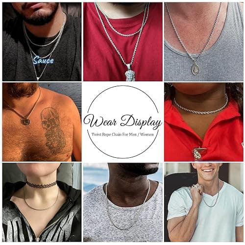HolyFast Twist Chain Necklace - Stainless Steel Rope Jewelry for Men & Women thumbnail 2