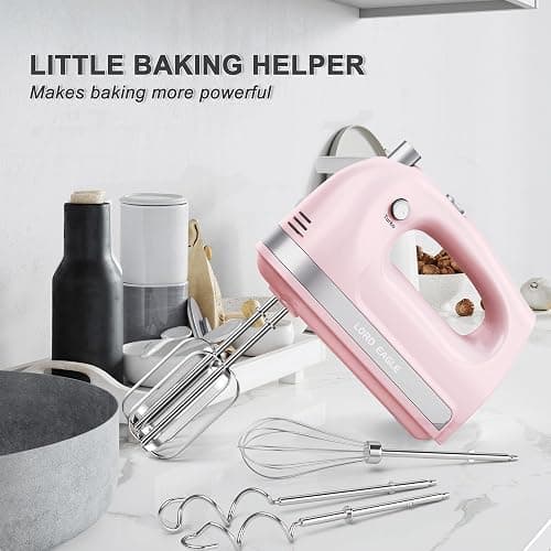 Lord Eagle Hand Mixer Electric 400W, 5 Speed handheld Mixer, 5 Stainless Steel Accessories for Baking Cake Egg Cream Food Beater, Turbo Boost/Self-Control Speed + Eject Button thumbnail 8
