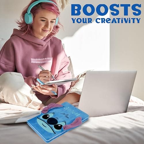 Disney Stitch Gifts for Girls, Diary for Teens Notebook with Pen, Cute A5 Hardcover Journal with Lock, Secret Stationary Set Travel Journal (Blue Fluffy) thumbnail 4