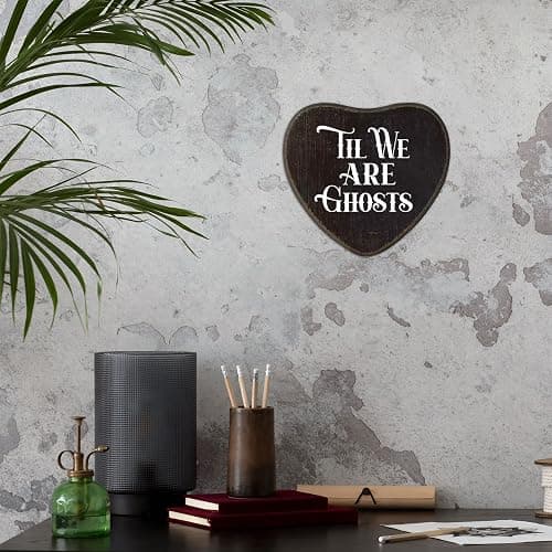 Til We Are Ghosts - Gothic Wooden Wall Art - 6 X 5 Inch Heart-Shaped Wood Plaque With A Hook On Back Side, whimsigoth, Halloween witchy home decor, Valentine's day Gifts For Women Men Lover - C04 thumbnail 5