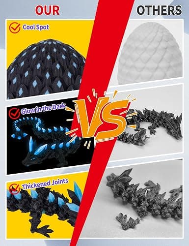 3D Printed Dragon Eggs Glow in The Dark Articulated Dragon Toys Cool Dino Fidget Toy Animals Dinosaur Eggs Stocking Stuffers for 4-6 5-7 8-12 Teens Girls Kids Boys Kids thumbnail 8