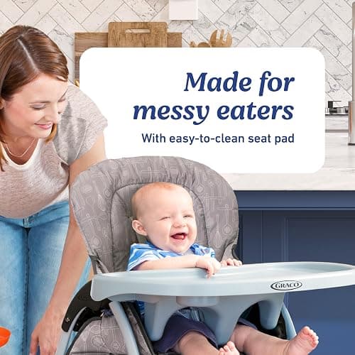 Graco Slim Snacker High Chair, Ultra Slim, Fast-Folding, Multiple Recline Positions, Comfortable Feeding, Whisk thumbnail 3